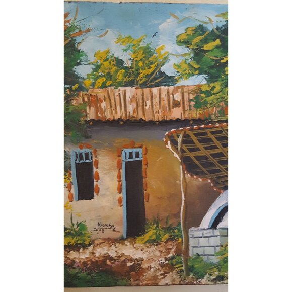 VTG MCM original signed art Idyllic Rustic Cottage Rural Ethnic Boho Eclectic. - Picture 4 of 11